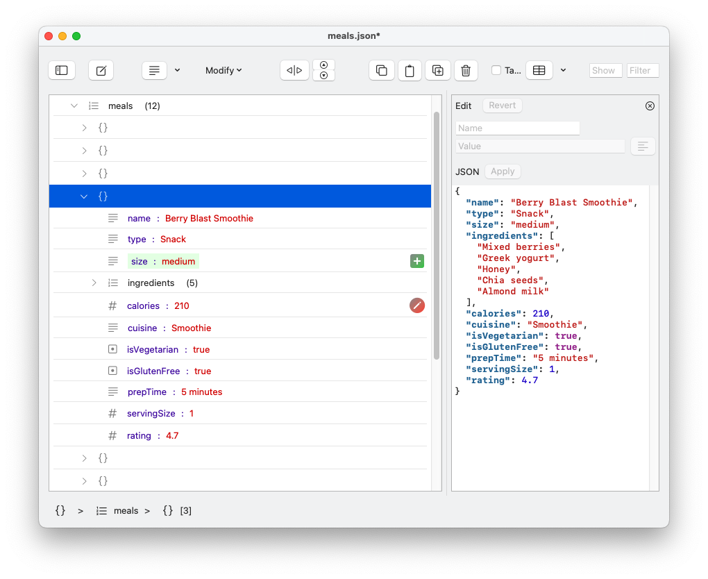 JSON Editor Window Screenshot
