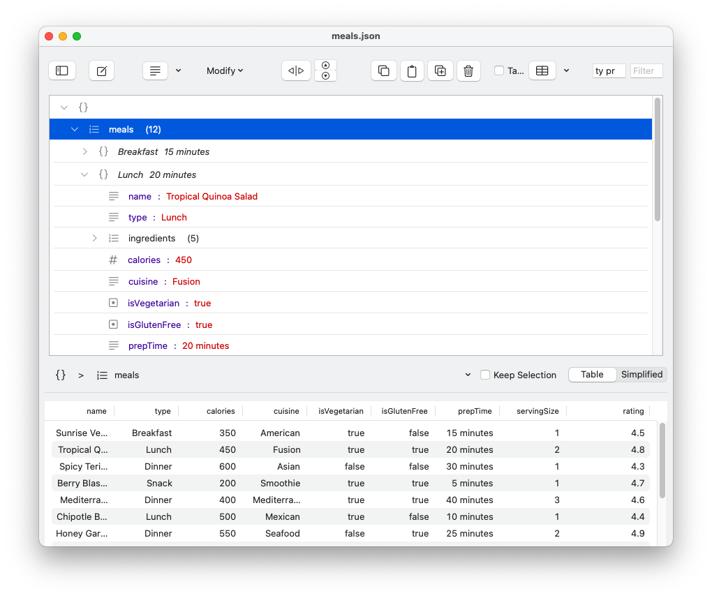 JSON Editor Window Screenshot